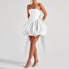 Women's Fashionable And Sexy Strapless Evening Dress With Slits And Bow.