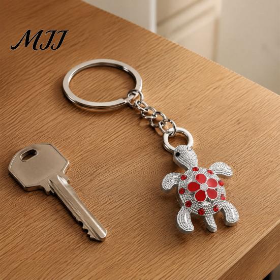Alloy Key Ring Rhinestone Flower Turtle Keychain, Luxury Car Holder Ring, Keychain Pendant for Backpacks Handbag Decoration
