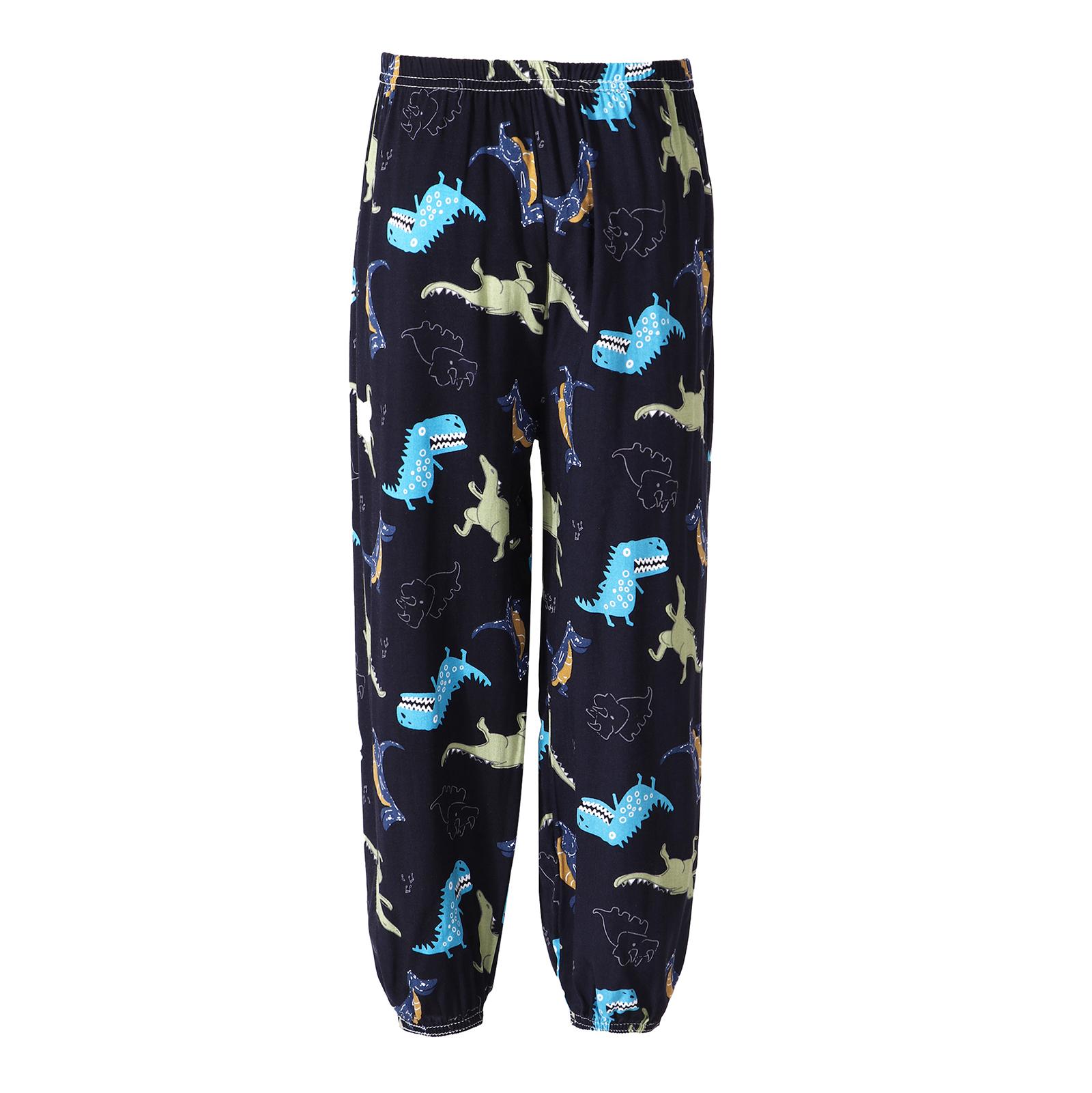 

Детские повседневные летние брюки для мальчиков и девочек с эластичным поясом и милым мультяшным принтом, дышащая, удобная одежда для игр 7-8 Years синий