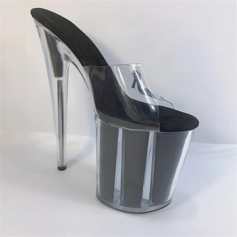 Fashion Summer pink crystal 20cm high heels fashion women's shoes, beautiful decorative crystal pole dance dance performance slippers