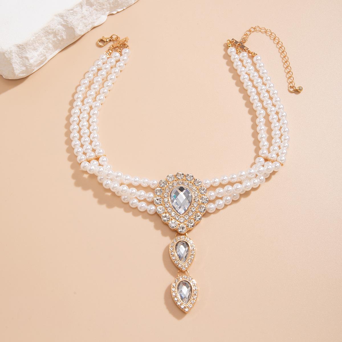 Имитация жемчуга Кристаллы Чокер Ожерелье для Женщин Ошейник Свадебные Украшения Аксессуары