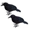 Creepy Bird Prop for Parties Realistic Crows Figurine, Lifelike Feathered Raven Statue Haunted House, Scary Mystery Atmosphere Halloween Party Props,