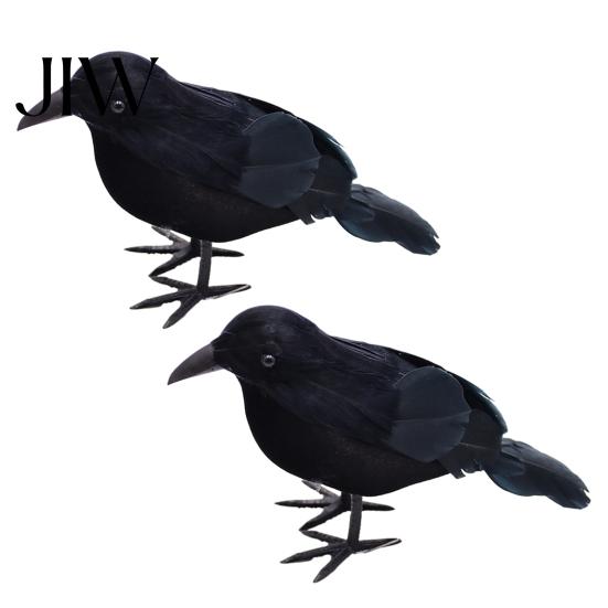 Creepy Bird Prop for Parties Realistic Crows Figurine, Lifelike Feathered Raven Statue Haunted House, Scary Mystery Atmosphere Halloween Party Props,