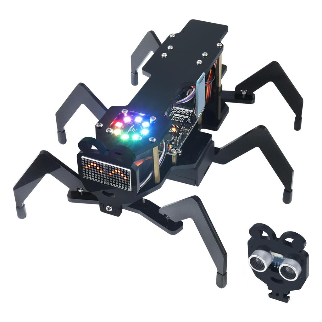 Freenove Robot Ant Kit (Compatible with Arduino IDE), Dot Matrix Expression, Ultrasonic Obstacle Avoidance, Colorful Lights, App, STEM Projects