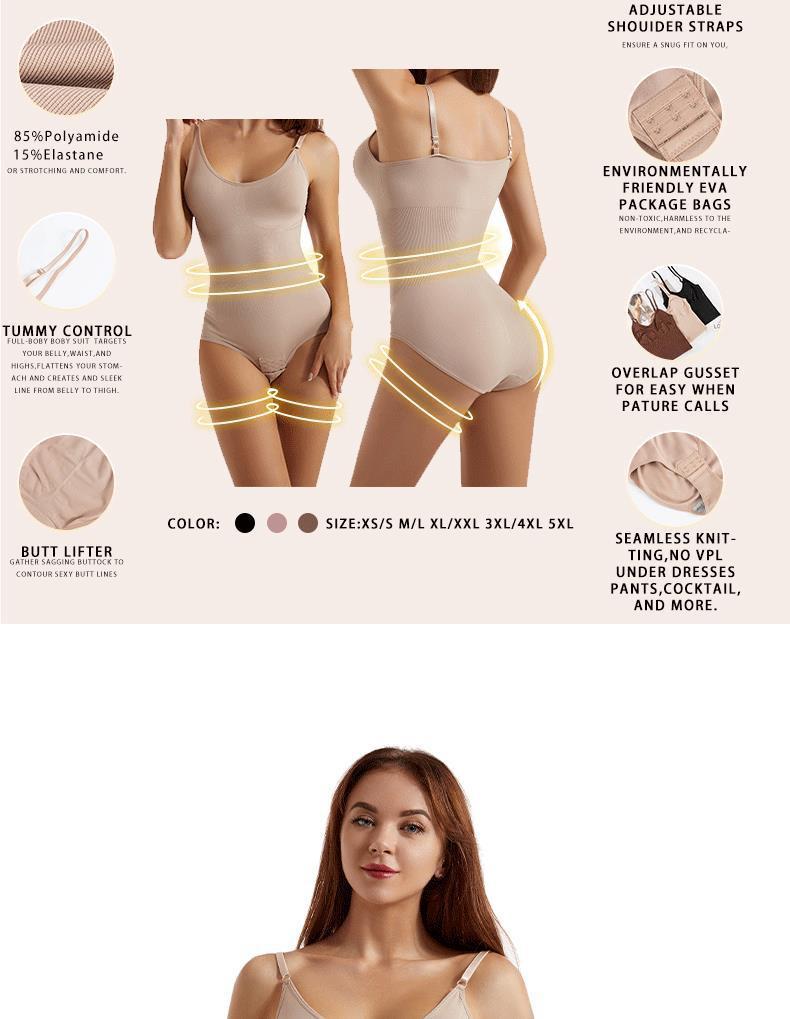 Women's Seamless Shaping Bodysuit: Open Crotch, Abdomen Control, Hip-Lifting, and Shaping Sling.