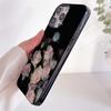 Pink Rose Flower Glossy Black Phone Case For iPhone 16 16e 15 14 13 12 11 Pro Max XS XR 7 8 Plus Shockproof Soft Silicone Cover