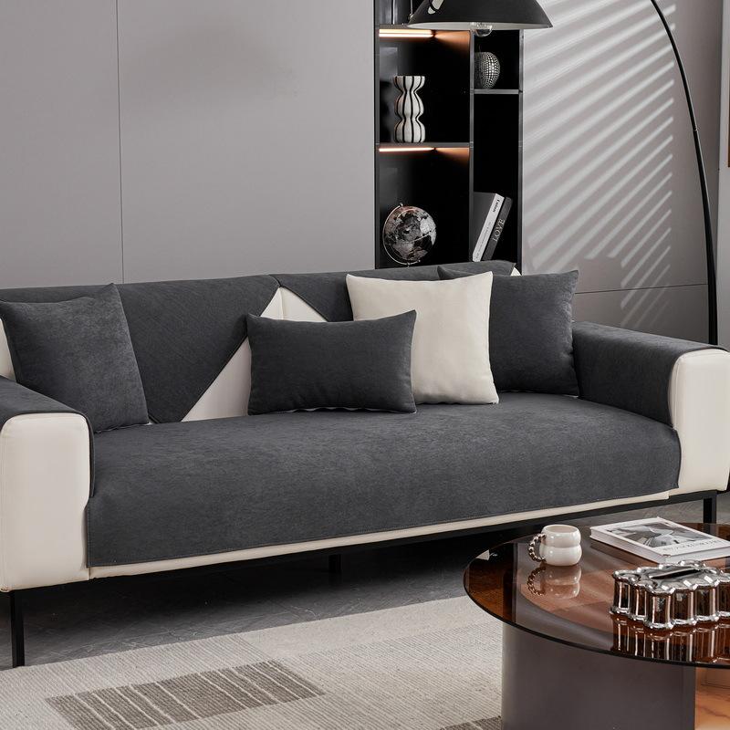 

Подушка для дивана, летняя подушка для сиденья из шенилла с противоскользящим покрытием, универсальная, простая, кожаная, для дивана из массива дерева, чехол для спинки, полотенце 70*70cm