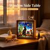 Wooden Photo Frame Base DIY Acrylic Cat Puzzles Night Light, Hand-Assembled Stained Glass Style Jigsaw Lamp with Personalized Handmade Presents Decor,