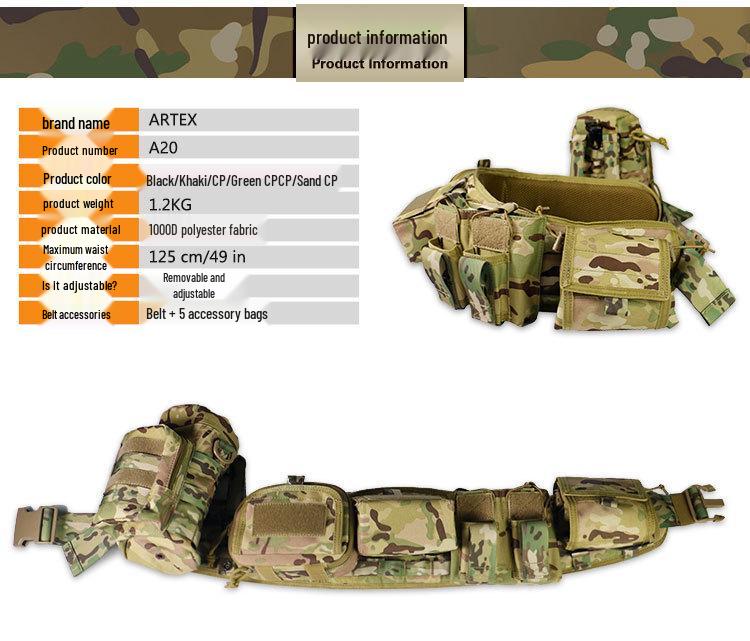 Multifunctional Tactical Molle Waist Belt - Padded Nylon for Outdoor Combat Training