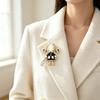 Character Brooch Pin for Women Gold Tone Alloy Girl Design with Black and White Enamel Style Detail for Jackets Scarves Bags and Daily Wear