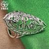 Beautiful 925 Sterling Silver Carved Flower Wedding Ring Fashion Charm Party Design Jewelry Accessories For Men And Women