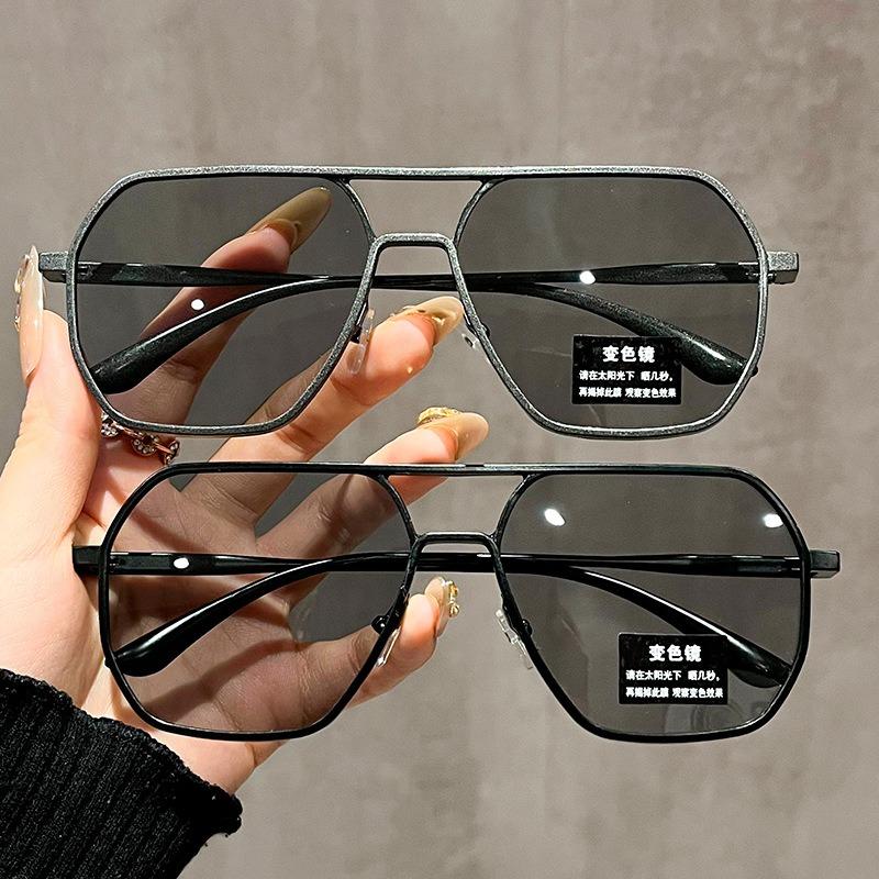 2PCS Fashion Retro Polarized Square Men's And Women's Sunglasses Korean Version Personality Sun Shade Large Frame Sunglasses