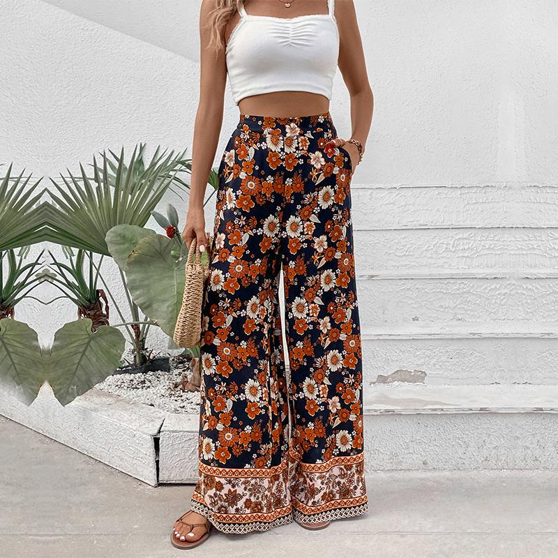 YYFS Women's Vintage Bohemia Casual Floral Print Trousers Pants & Capris