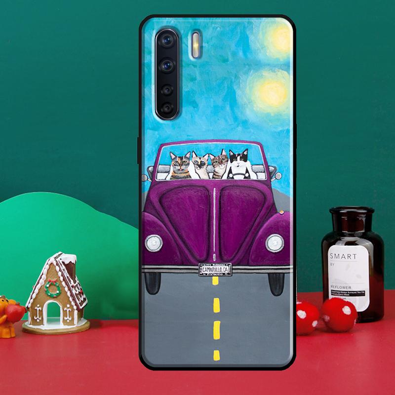 

Чехол для телефона Hippy Peace Bus Cat для OPPO A15 A83 A91 A93 A1K A3S A5S A52 A72 A54 A74 A94 A31 A5 A9 A53S 2020 OPPO Reno5 Lite
