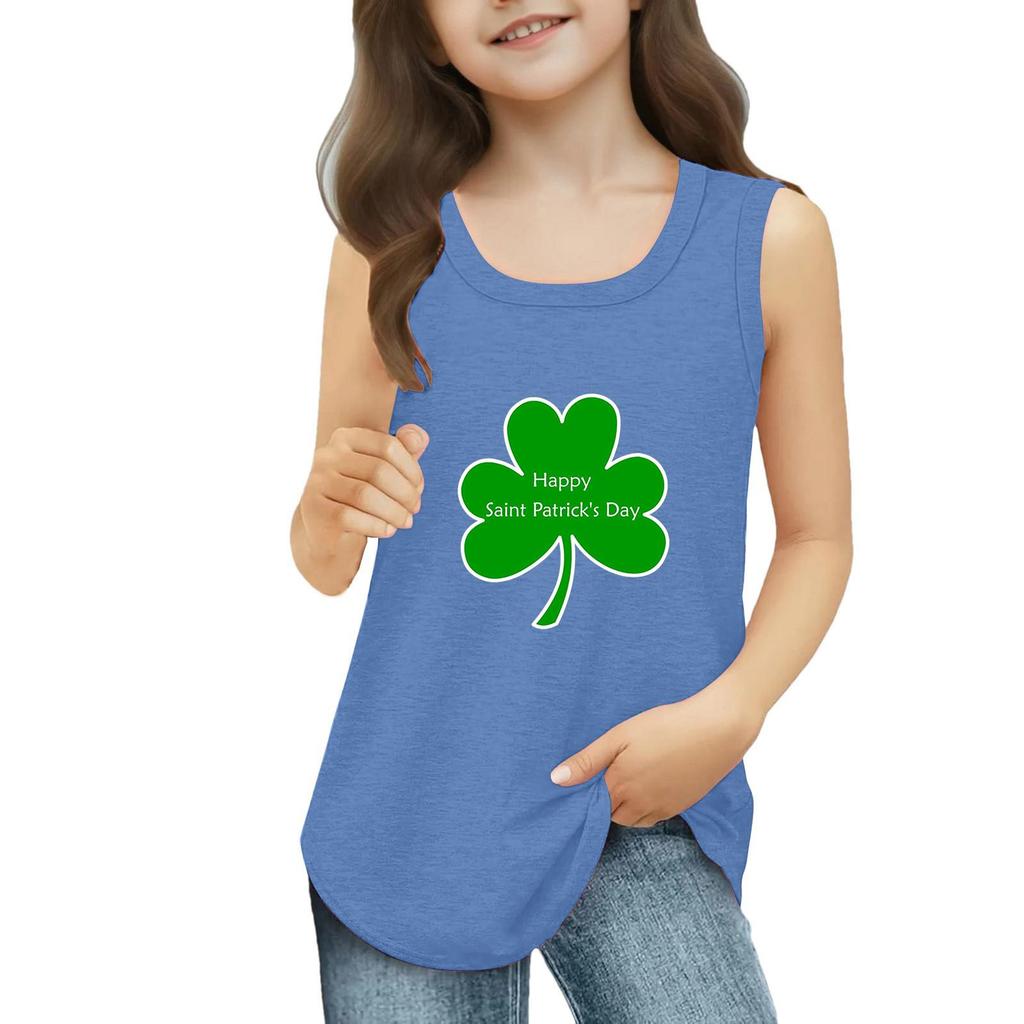 Mädchen Kinder Sommer Rundhals Ärmellose Shirts Tanktops St. Patrick's Day