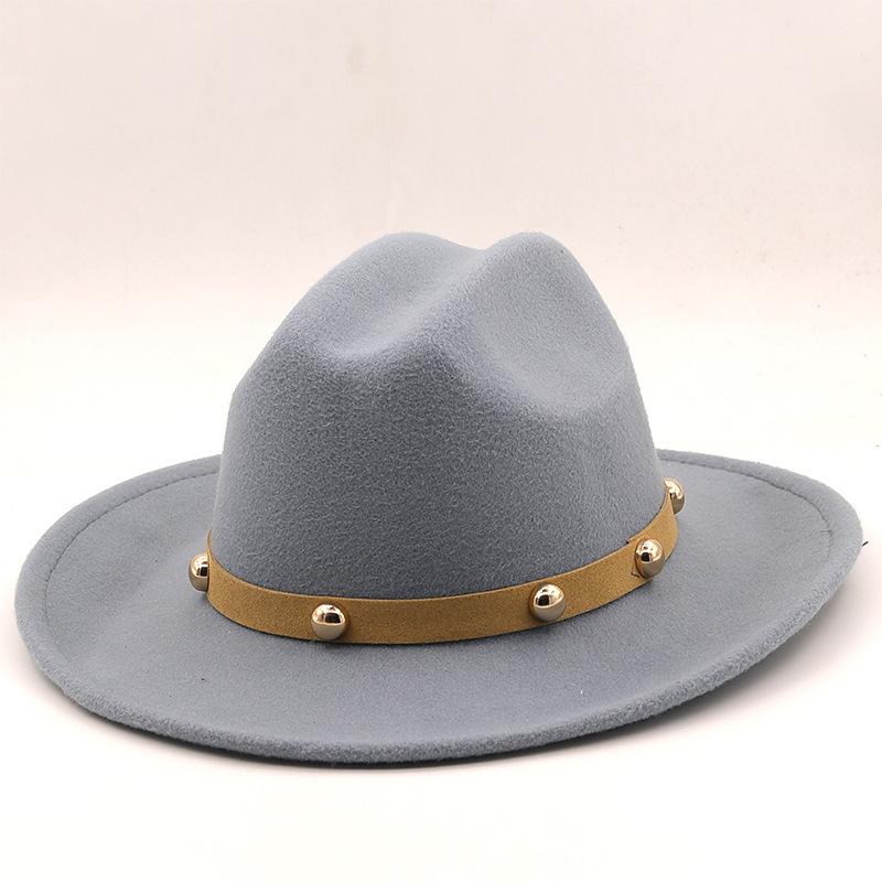 Wool Top Hat, European, American Autumn and Winter Retro Gentleman and Gentleman, Jazz, Flat Brim, Felt, Upturned Edge, Big Eaves Hat