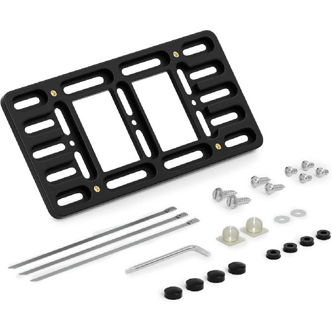 No Drill Front License Plate Bracket Holder - Universal License Plate Frame For Car Truck Van SUV With Galvanized Screw And Anti-Theft Bolt Caps,