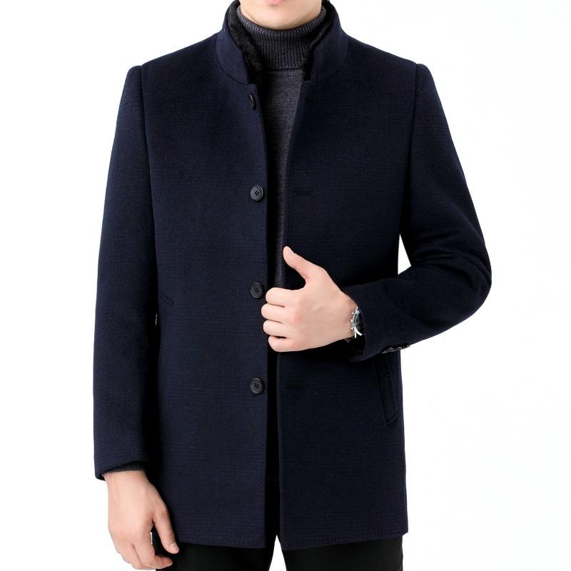 

Кашемировое пальто мужское со стойкой, средней длины, деловое, шерстяное, пуховое, пальто-желчный пузырь, для среднего и пожилого возраста, пальто с воротником из меха норки 175