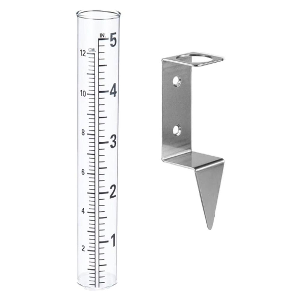 Easy To Read Glass Rain Gauge Durable Stainless Steel Garden Moisture Meter  Garden Monitoring