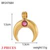 3PCS/LOT CARLIDANA Gold Plated Stainless Steel Charms, Moon Clover Heart Eye Zircon Pendants for Jewelry Making