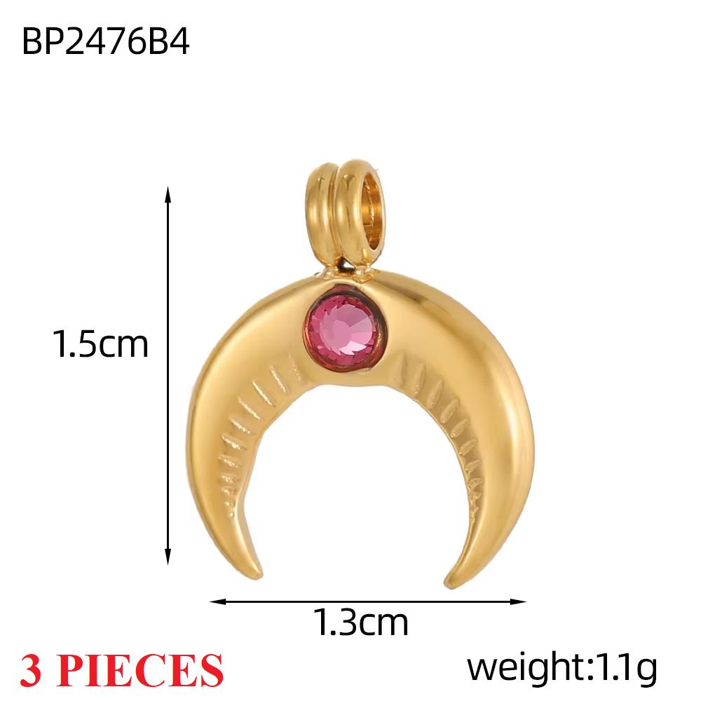 3PCS/LOT CARLIDANA Gold Plated Stainless Steel Charms, Moon Clover Heart Eye Zircon Pendants for Jewelry Making