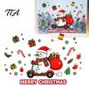 Decorative Glass Stickers Cute Snowman Scooter Christmas Static Window Cling, Cartoon Merry Decorations Decal, Waterproof Sticker for Home Shop
