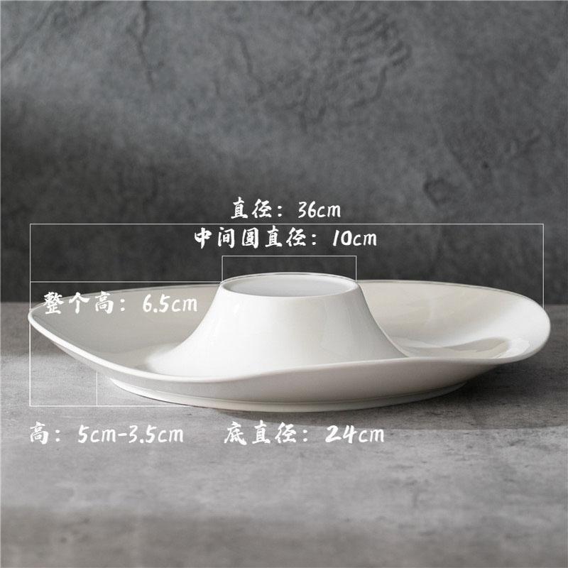 Pure White Irregular Ceramic Dessert Plate Restaurant Thick Soup Plate Pasta Salad Plate Molecular Cuisine Specialty Tableware