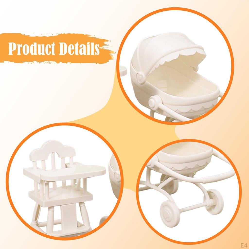 1/12 Highchair and Mini High Chair Toy Imaginative Photo Prop Dollhouse Furniture for Handcraft Life