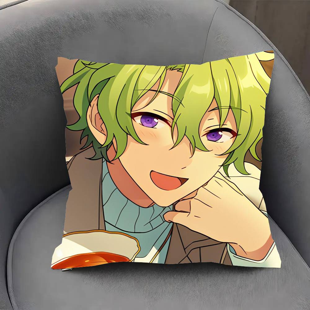 Anime Tomoe Hiyori E-ensemble Stars Pillow Case Fashion Square Pillowcase Bedroom Sofa Room Ins Decoration Leisure