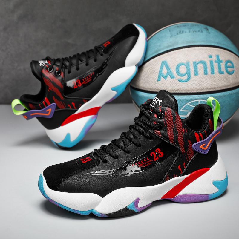 

Вуличні баскетбольні кросівки чоловічі для учнів середньої школи модні спортивні кросівки для бігу корейська версія шкіряні дихаючі кімнатні кросівки зірка №. 23 44