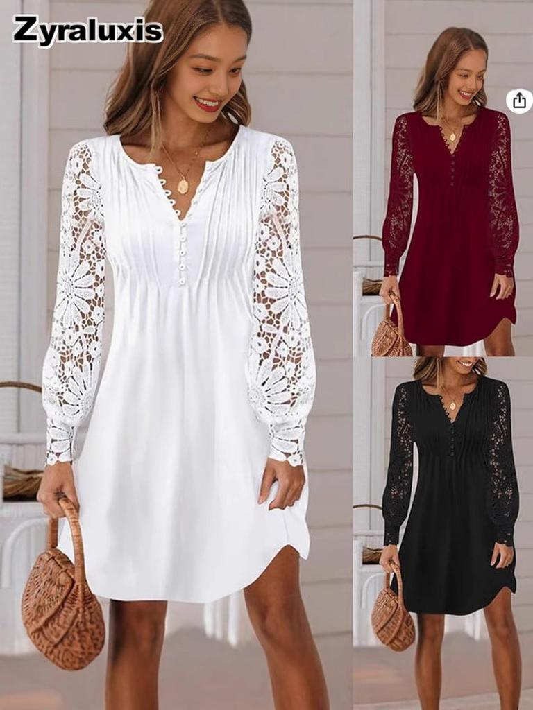 New Women's Fashion Lace Long Sleeve Dress