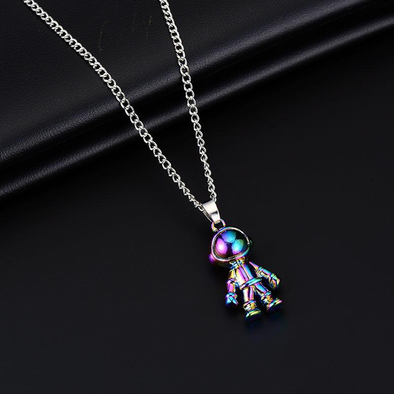 Children's Astronaut Pendant Necklace: Trendy Men’s Hip Hop Titanium Steel Disco Style