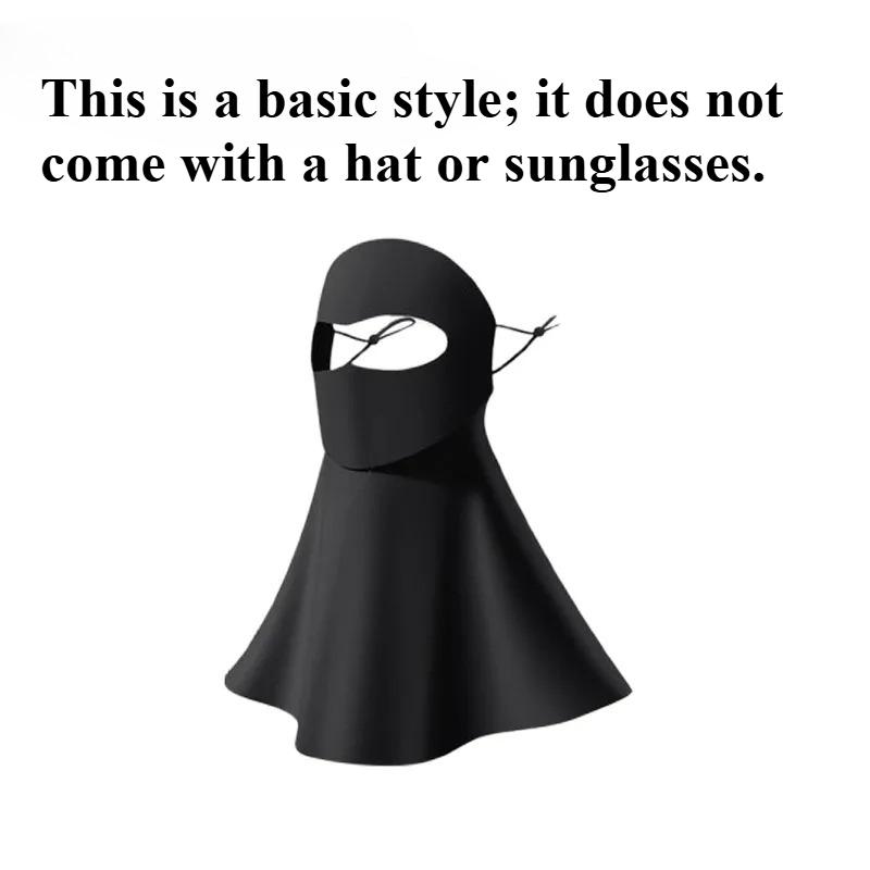 

Detachable Ice Silk Face Mask for Women Summer UV Blocking Neck Cover with Cap Brim Sunglasses Sun Protection Hood
