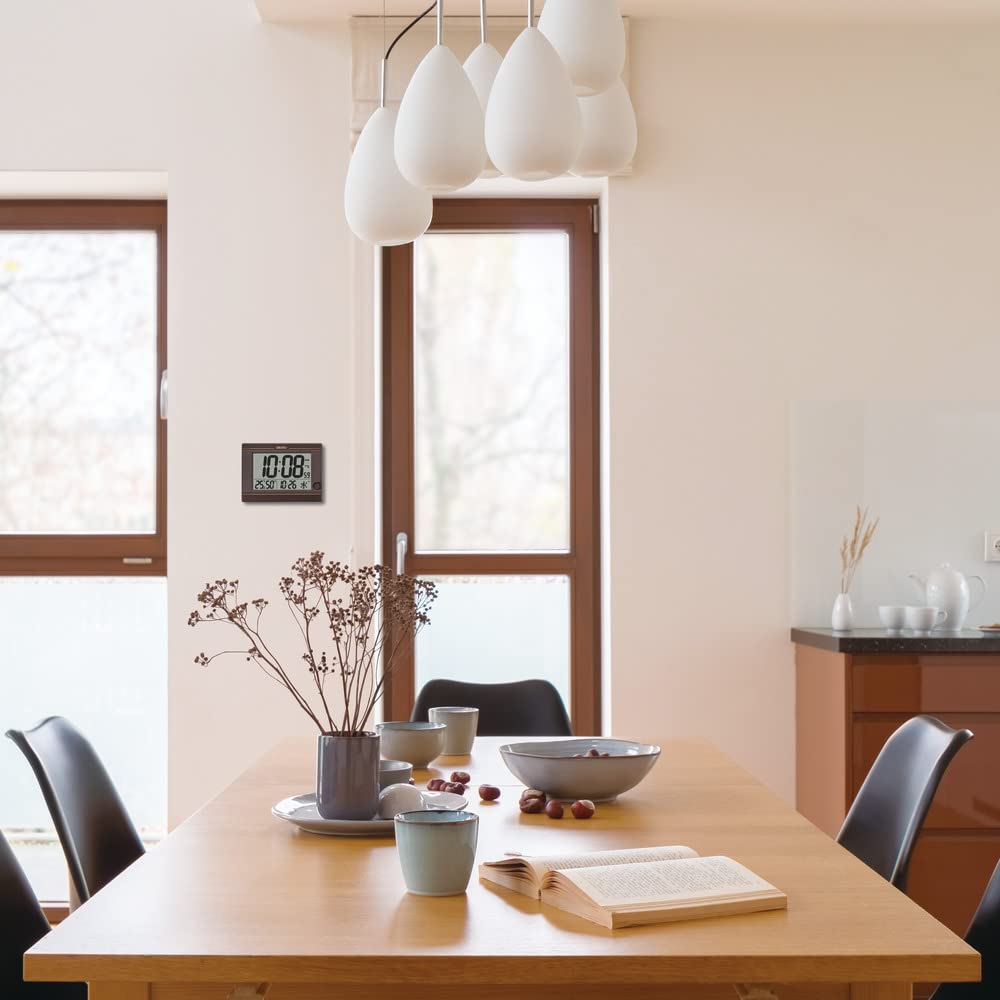 Seiko Hodiny Stolní Hodiny Nástěnné hodiny Digitální Rádio Wave Tmavě Hnědá Metalíza 150 x 210 x 22 mm při použití 145 x 210 x 71 mm SQ448B, stojánek