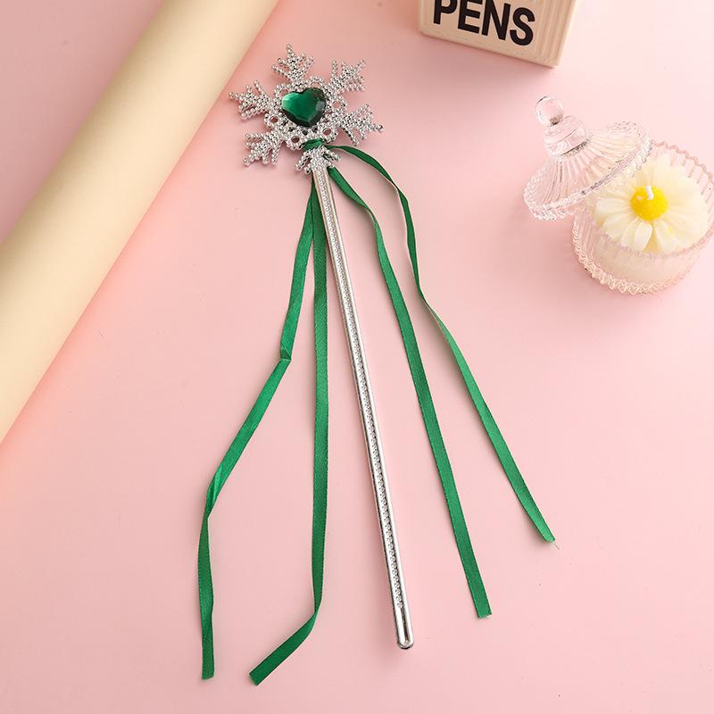 Girls Princess Crown Headband Bow Hair Accessories Snowflake Ribbon Magic Wand Set for Kids Birthday Party Dress Up