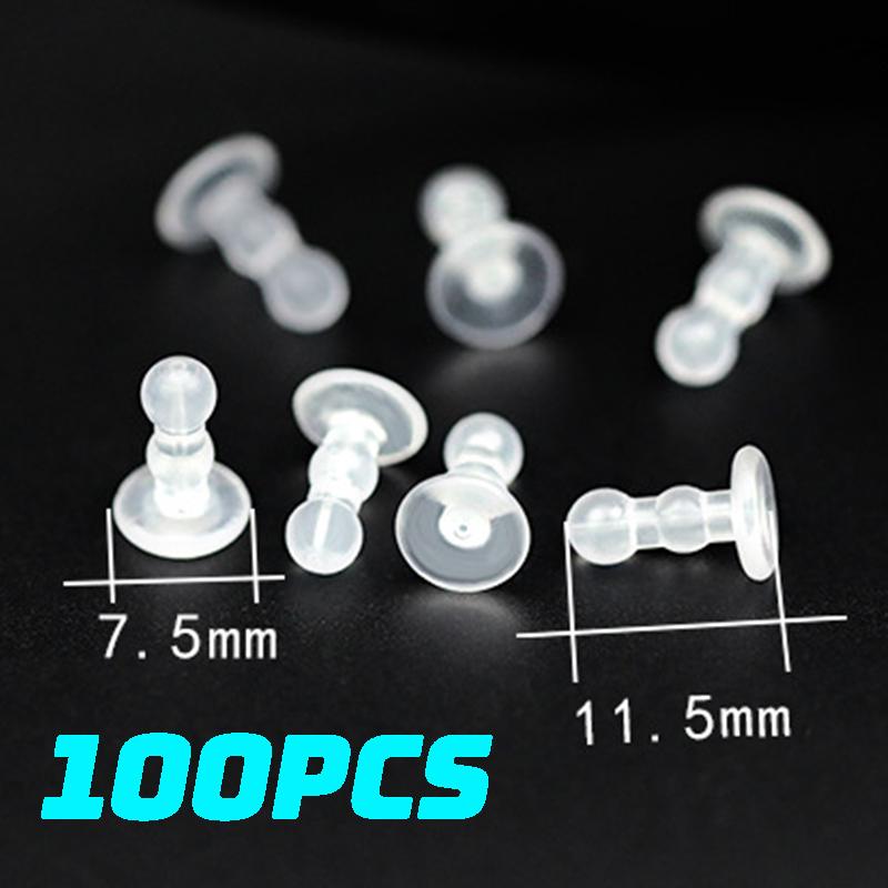 100pcs Round Head TPE Anti Prick Earring Caps Fully Enclosed Earring Backs Non Slip Double Round Support Plastic Earring Stopper