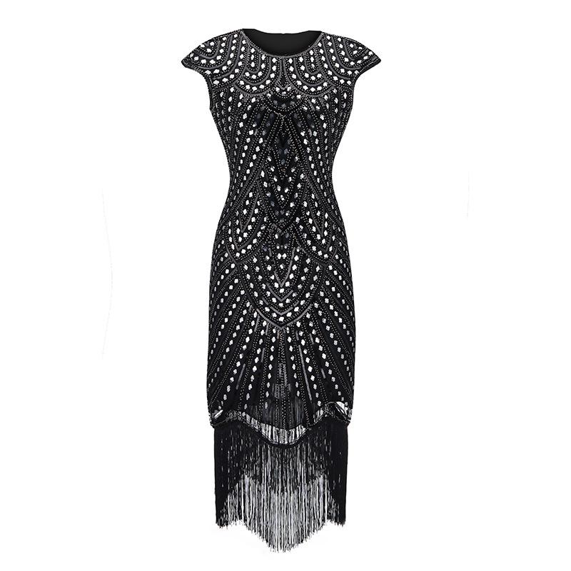 Popular Retro Sequined Dress Gatsby Prom Dress Fringed Beaded Retro Little Dress