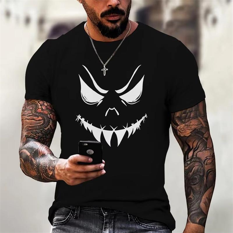 Funny Cartoon Expression Face 3D Print Men's Short Sleeve Men's T-shirt Casual Crew Neck T Shirt Tops Tees Fashion  Men Clothing