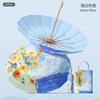Spot three-fold retro color glue printed 16-bone parasol female weather and rain dual-purpose anti-ultraviolet folding sun umbrella