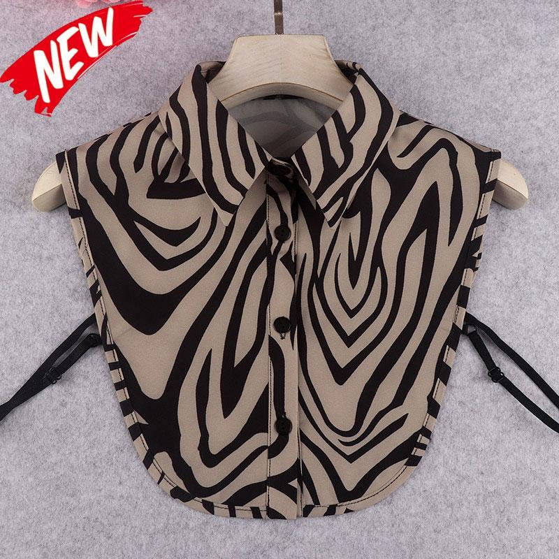Women's Fake Collar Stylish Zebra Print Detachable Chiffon Blouse False Collar Fashion Blouse Half Shirt False Collar
