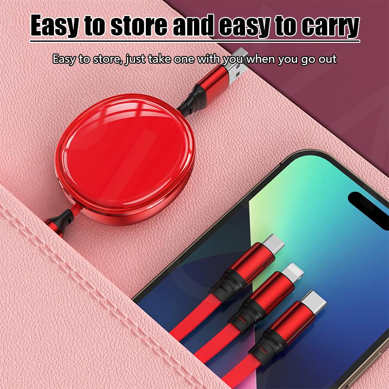 VAORLO 3 IN 1 100W Charging Cable For Micro/Type-C/Lightning Fast Charge Cable Support Data Transmission Super Charge Phone Line