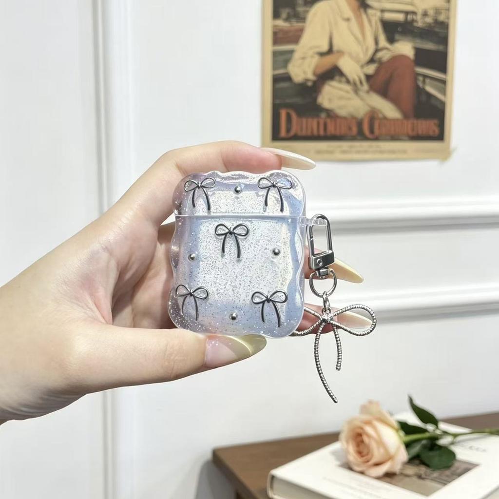 Epoxy girl bow for apple AirPods 1 earphone case wave piece AirPods pro1 protective case