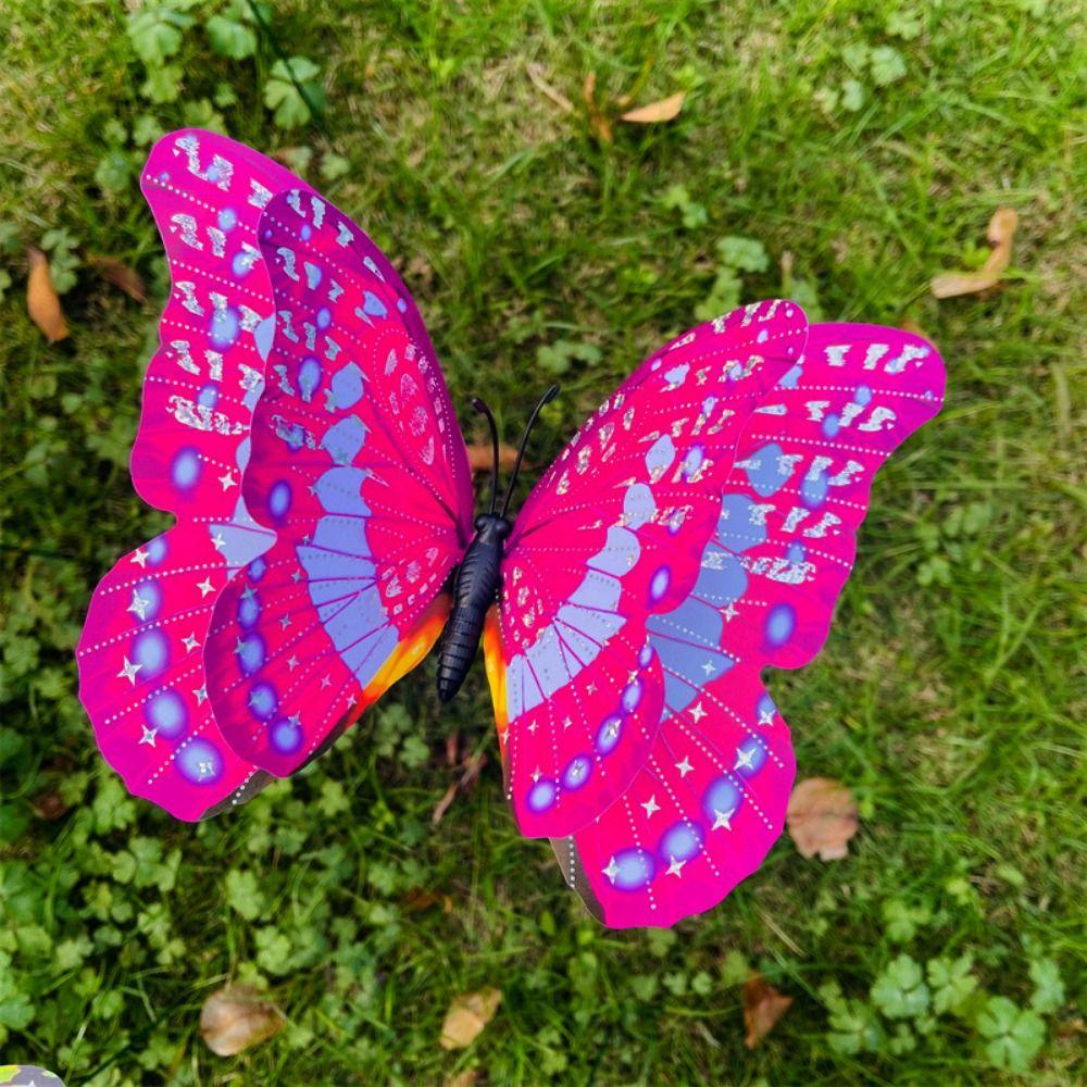 5pcs Large Garden Yard Planter Butterfly Colorful Waterproof Grounding Decoration Double Layered 3D Butterfly Stakes Butterfly