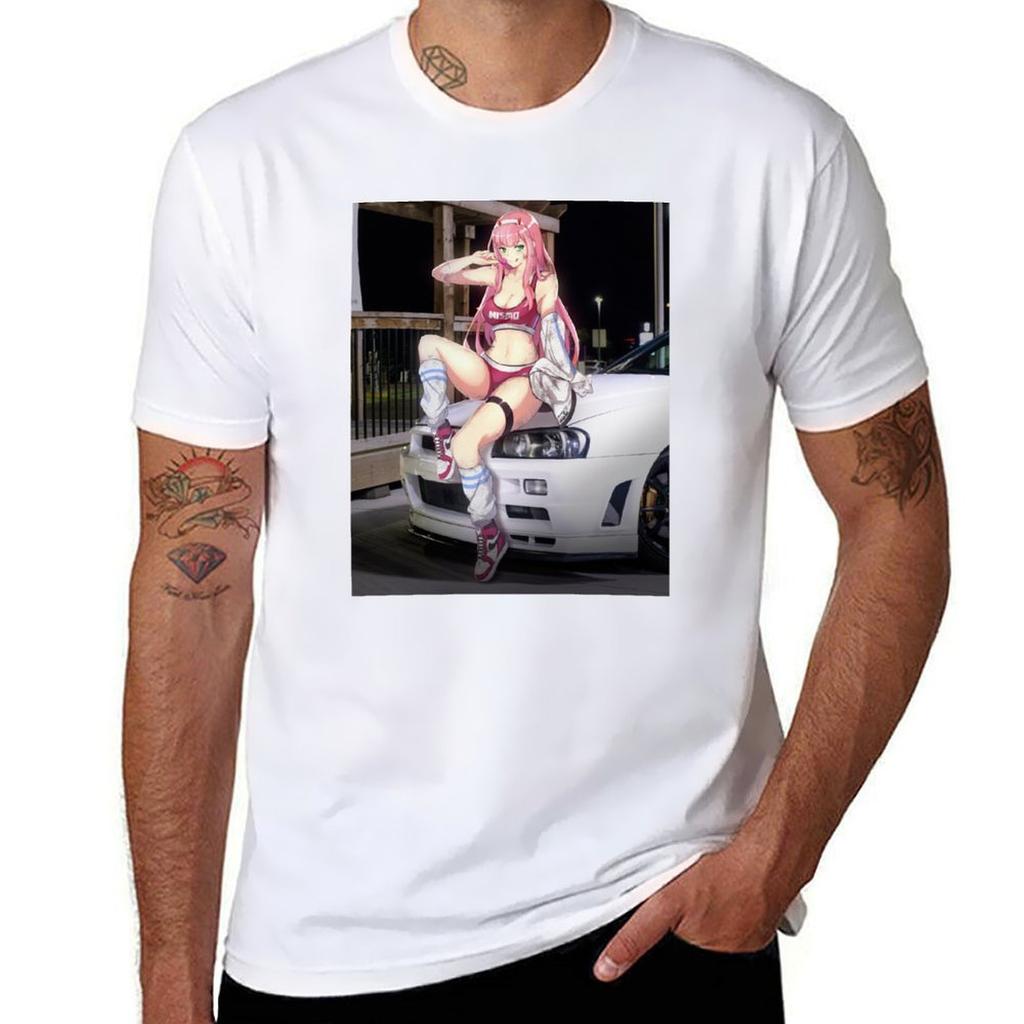 Zero Two JDM Anime Girl T-Shirt Casual Street Style Short Sleeve Tee