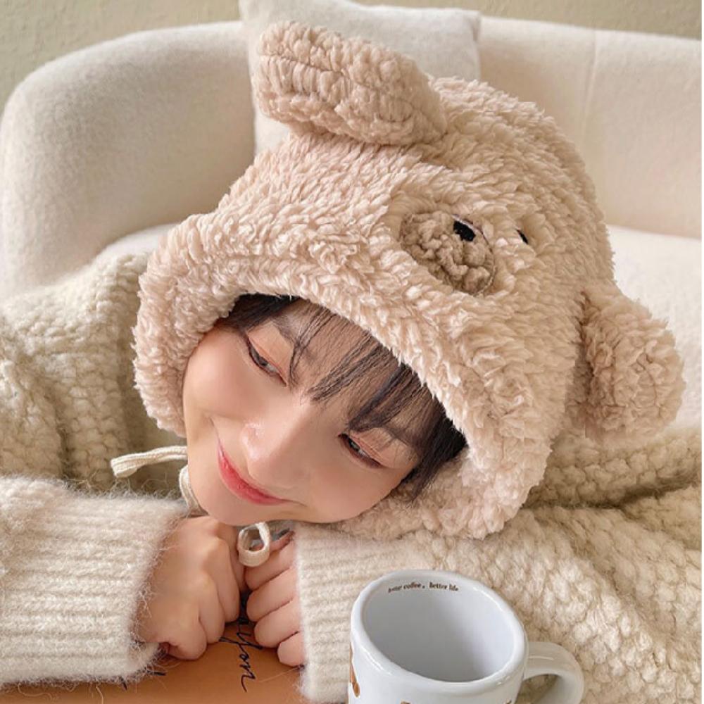 

Зимняя шапка-шнурок из флиса Тедди для Женщины или Пары бежевый