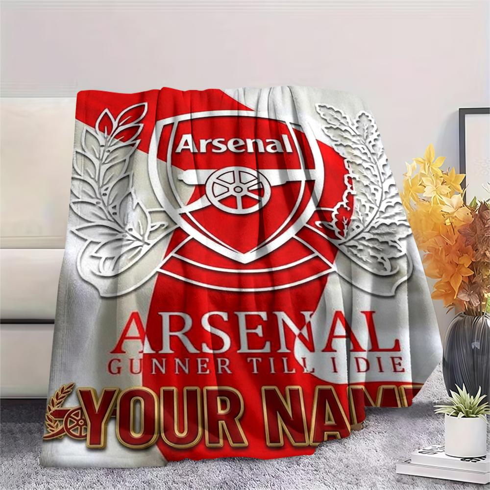 1PC Custom Name Arsenal Patterned Flannel Blanket Suitable For All Seasons for Home Decor Warmth and Comfort Gifts Holiday Present