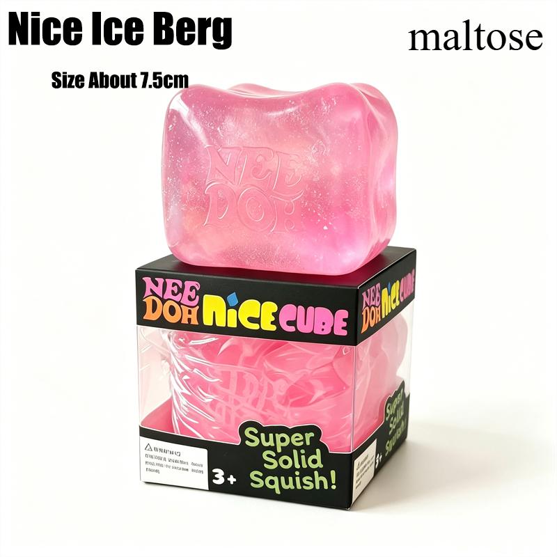 7,5 cm NeeDoh Nice Cube Roze Glitters - Reusachtig Transparante Maltose Sensorisch Verlichtingsspeelgoed