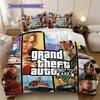 Ropa de cama con personajes vibrantes de Grand Theft Auto V (1 * funda nórdica + 2 * fundas de almohada, sin núcleo) Juego de ropa de cama de regalo de cumpleaños de Navidad plano 2D