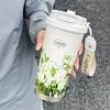 Van Gogh Style Flower Coffee Mug 500ml Stainless Steel Vacuum Flask Straw and Directly Drinking Insulated Tumbler Thermal Cup