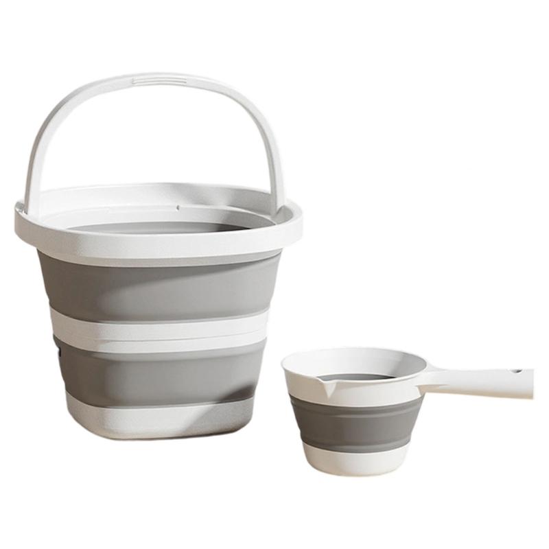 Multipurpose Foldable Water Bucket And Scoops Ladle High Strength PP Construction Easy To Store Outdoor Indoor Use